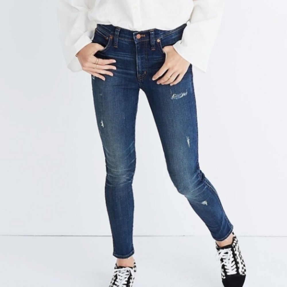 Madewell 9” High Rise Distressed Edition Medium Wash Skinny Jeans Size 27 G7190s